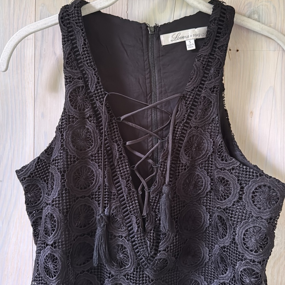 Lovers + Friends Black Lace Crochet Dress Size S